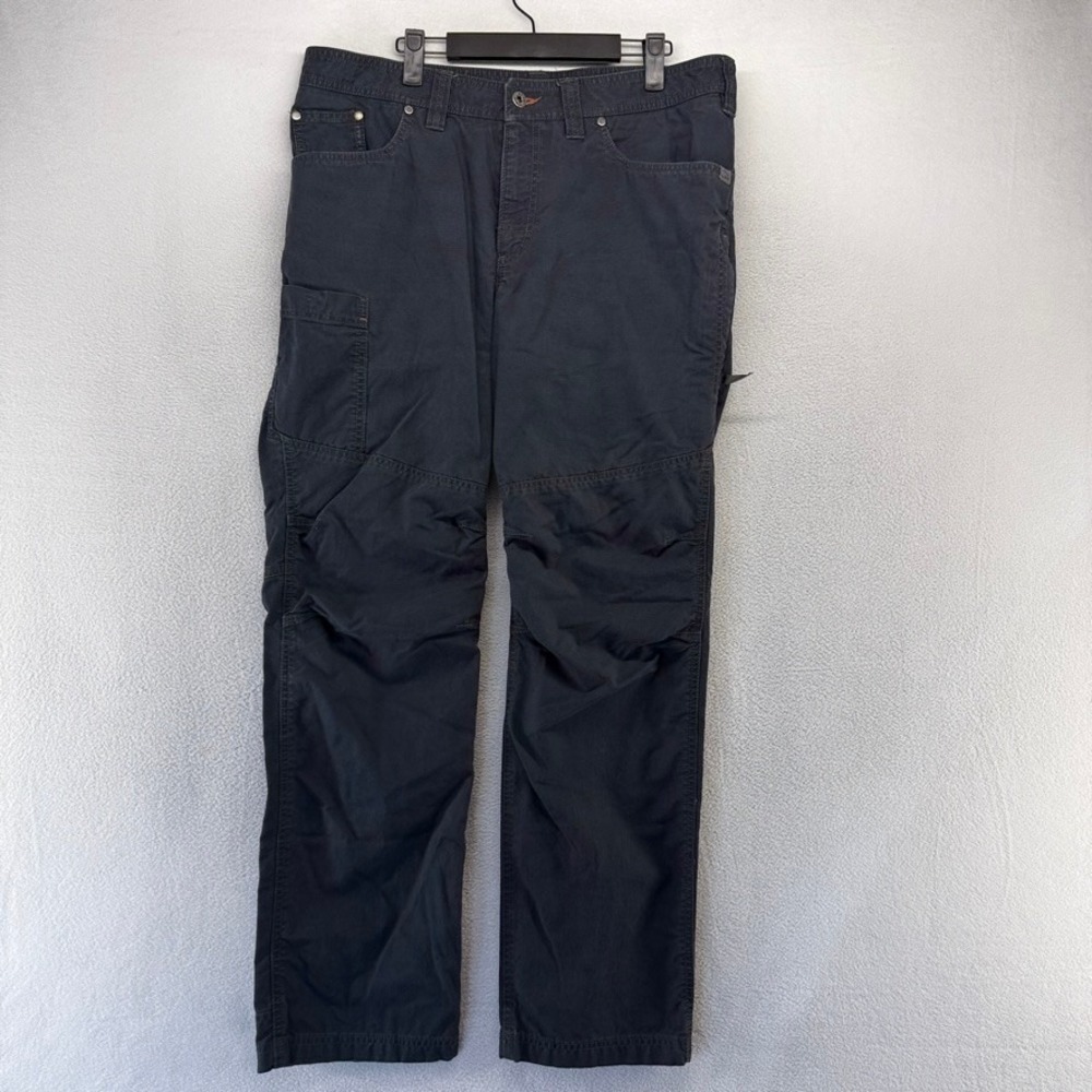 LL Bean Pants Mens 35x32 Black Riverton Canvas Cargo Carpenter Straight Hiking